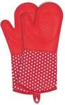 Wenko Topfhandschuhe Silikon Rot, 1 Paar, Rot, Baumwolle Rot Wei&szlig;, Silikon Rot