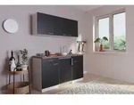 K&uuml;che Minik&uuml;che Singlek&uuml;che K&uuml;chenzeile Pantry Wei&szlig; Schwarz Luis 150 Cm...