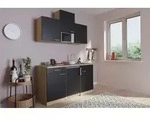 K&uuml;che Minik&uuml;che Singlek&uuml;che K&uuml;chenzeile Pantry Eiche Schwarz Luis 150 Cm Respekta