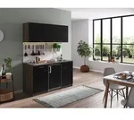 K&uuml;che K&uuml;chenzeile Singlek&uuml;che Eiche York Schwarz Oliver 150 Cm Respekta
