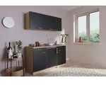 K&uuml;che Minik&uuml;che Singlek&uuml;che K&uuml;chenzeile Pantry Eiche Schwarz Luis 150 Cm Respekta