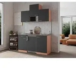 K&uuml;che Minik&uuml;che Singlek&uuml;che K&uuml;chenzeile Einbau Buche Grau Gerda 150 Cm...