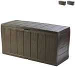 Truhe Aus Braunem Sherwood-harz In Holzoptik Mit R&auml;dern 117 X 45 X H. 57,5 Cm