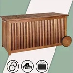 Gartenbox Holz 350l Deckel 160kg Belastbar R&auml;der Griff Innenplane Ablaufkante Garten