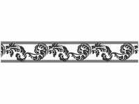 Selbstklebende Tapetenbordüre in Schwarz und Weiß Ornament Tapeten Bordüre aus