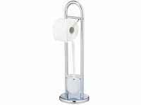 Wenko - Stand WC-Garnitur Siena Chrom, Silber glänzend, Stahl glänzend ,