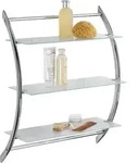 Wandregal Vermont Chrom Mit 3 Glasablagen, Badezimmerregal, Wohnregal, Silber