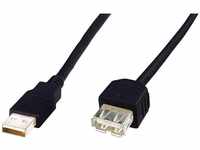 USB-Kabel usb 2.0 usb-a Stecker, usb-a Buchse 5.00 m Schwarz AK-300202-050-S -