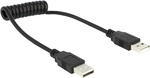 Delock - Usb-kabel Usb 2.0 Usb-a Stecker, Usb-a Stecker 0.60 M Schwarz Spiralkabel