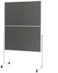 Magnetoplan Moderationstafel Mit Wei&szlig;em Rahmen, Klappbar, Filz Grau, 1200 X 1500 Mm