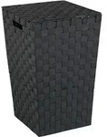 W&auml;schetruhe Adria Square Schwarz, Schwarz, Polypropylen Schwarz, Lackiertes Metall -
