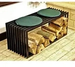 Dandibo - Kaminholzst&auml;nder Bank D-stil 100 Cm Kaminholzregal Holzkorb