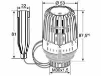 Thermostatkopf k, mit Fernfühler, mit Schraubgewinde M30x15, Standard, Kapillarrohr