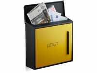 Briefkasten gelb modern Zweifarben Design, DIN-A4 Einwurf, Stahl, groß, HxBxT:...