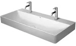 Durasquare - Doppelwaschbecken 100x47 Cm, Mit 2 Hahnl&ouml;cher, Duraceram, Alpinwei&szlig;