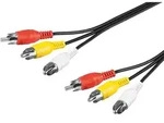 Composite Audio-video-verbindungskabel, 3x Cinch, 3x Cinch-stecker 3x Cinch-stecker.