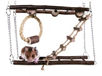 Suspension Bridge With Chain, Hamsters, Bark Wood, 27 &times; 17 &times; 7 Cm