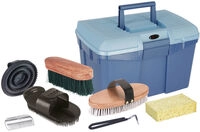 Putzbox Blau Mit Inhalt F&uuml;r Pferde, Pferdeb&uuml;rsten Putzzeug Blau - Kerbl