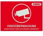 Abus - Au1420 Warnaufkleber Video&uuml;berwachung Mit Logo Rot 148x105 Mm