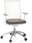 B&uuml;rostuhl / Drehstuhl Aspen White Netzstoff Transparent / Sitz Stoff Grau Hjh Office