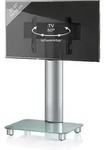 Tv Standfu&szlig; Rack Alu Glas Rollen Bilano