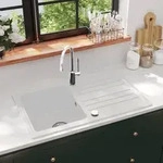 Granitsp&uuml;le Mit Abtropffl&auml;che Reversibel Cremewei&szlig;