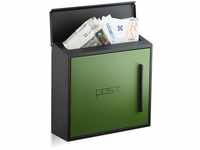 Briefkasten grün modern Zweifarben Design, DIN-A4 Einwurf, Stahl, groß,...