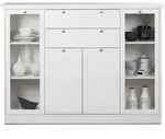 Mobiles Sideboard Mit Vitrine 4 T&uuml;ren 2 Schubladen Wei&szlig; 160x40xh.120cm