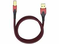 USB-Kabel usb 2.0 usb-a Stecker, usb-b Stecker 3.00 m Rot/Schwarz vergoldete