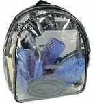 Putz Rucksack Blau Putzset Pflegeset Pferde Putzzeug B&uuml;rsten Striegel - Kerbl