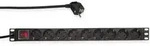 Logilink - Steckdosenleiste 19', 9-fach, Schutzkontaktstecker, Schalter, Schwarz