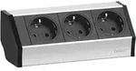 Evoline V-dock Steckdosenelement 3xschuko Alufarbig, Schwarz - Tischsteckdose, 3