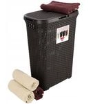 W&auml;schebox Natural Style, Aus Kunststoff, 45x27x61 Cm, 40l, Dunkelbraun - Curver