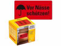 200x Warn-Etiketten Vor Nässe schützen 100x50mm Rolle Neonrot