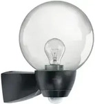Esylux - Al Monza/garda Sensorleuchte 77w Hv-halogenlampe Schwarz Matt Glas Klar