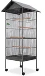 Vogelk&auml;fig Mit Dach Stahl Schwarz 66x66x155 Cm Vidaxl