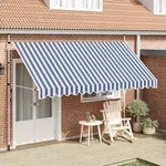Vidaxl Einziehbare Markise Handbetrieben 400 Cm Blau/wei&szlig; Gestreift