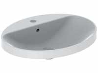 VariForm Einbauwaschtisch oval, 600x480mm, mit Hahnloch, mit Überlauf, Farbe: Weiß