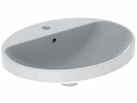 VariForm Einbauwaschtisch oval, 550x450mm, mit Hahnloch, mit Überlauf, Farbe: Weiß