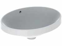 VariForm Einbauwaschtisch oval, 500x400mm, ohne Hahnloch, mit Überlauf, Farbe: Weiß