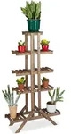 Relaxdays - Blumentreppe 5 Ebenen, Aus Holz, Blumenst&auml;nder F&uuml;r Innen, Mehrst&ouml;ckig,