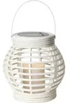 Kleine Solar-laterne ,rotang Mit Led-kerze, D&auml;mmerungssensor, Outdoor, Wei&szlig;, 16cm