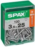 Spax Universalschraube, 3,5 X 25 Mm, 100 St&uuml;ck, Vollgewinde, Senkkopf, T-star Plus
