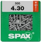 Spax - Universalschraube, 4 X 30 Mm, 500 St&uuml;ck, Teilgewinde, Senkkopf, T-star Plus