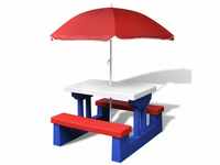 Kinder-Picknicktisch mit Bänken Sonnenschirm Mehrfarbig vidaXL692501