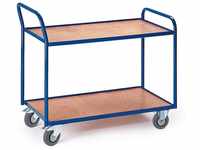 Rollcart - Tischwagen mit abgewinkeltem Schiebegriff und 2 Etagen im Buchendekor