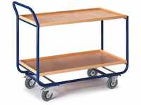 Rollcart - Tischwagen mit 2 Etagen 1000x575mm Buchedekor 20mm Rand