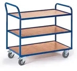Rollcart Tischwagen Mit Abgewinkeltem Schiebegriff Und 3 Etagen Im Buchendekor