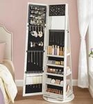 Songmics Schmuckschrank Mit Spiegel, Wei&szlig;, Drehbar