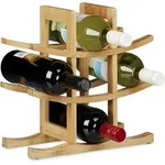 Relaxdays Weinregal Bambus, Flaschenhalter F&uuml;r 9 Flaschen, Originelles Design,